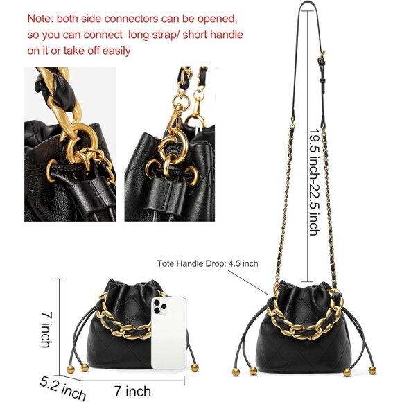 Women black Elegant Caramel Crochet Purse Gold Chain Shoulder Bag - Picture 4 of 8